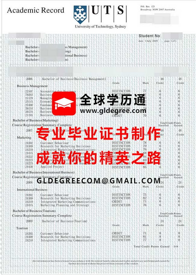 悉尼科技大学成绩单样本|澳洲毕业证书办理|购买澳洲学历