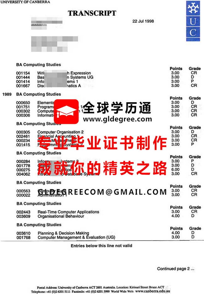 堪培拉大学成绩单样本|印制澳洲毕业证书代办澳洲文凭