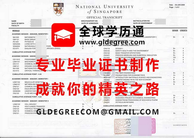 新加坡国立大学成绩单模板|印制新加坡学历|仿制新加坡国立大学毕业证书